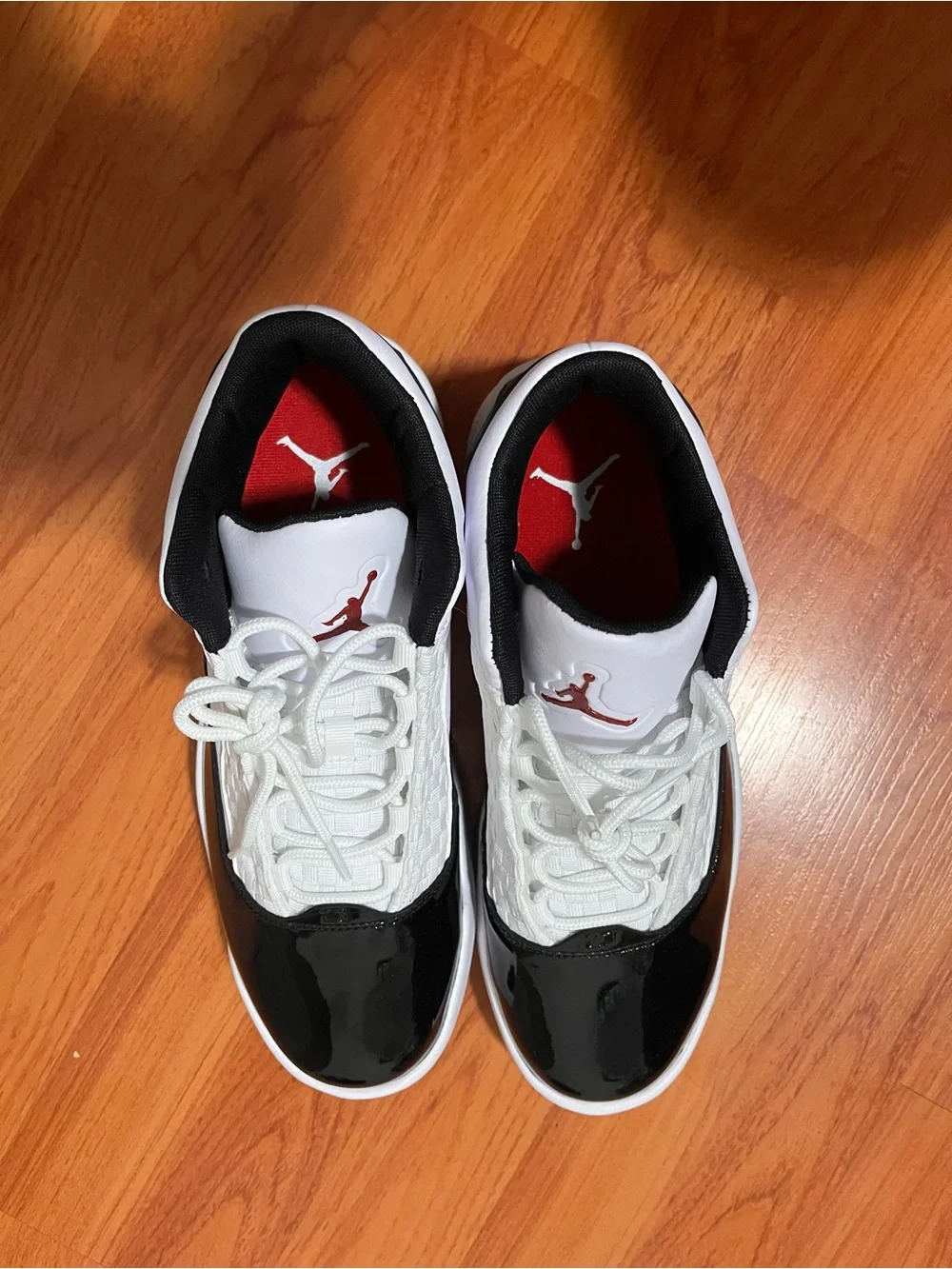 Jordan Low-Top Sneakers in White, Black & Red
